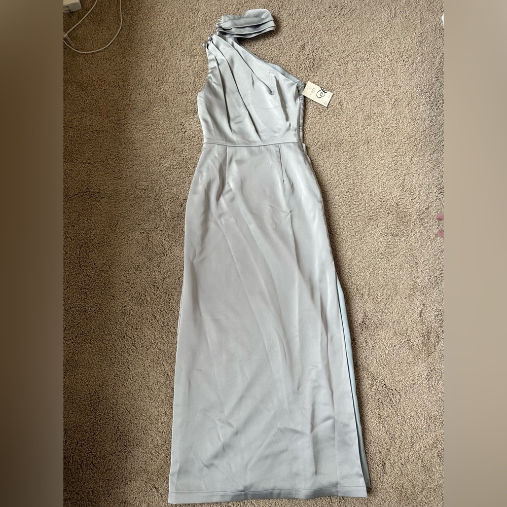 Gray Satin Maxi Dress